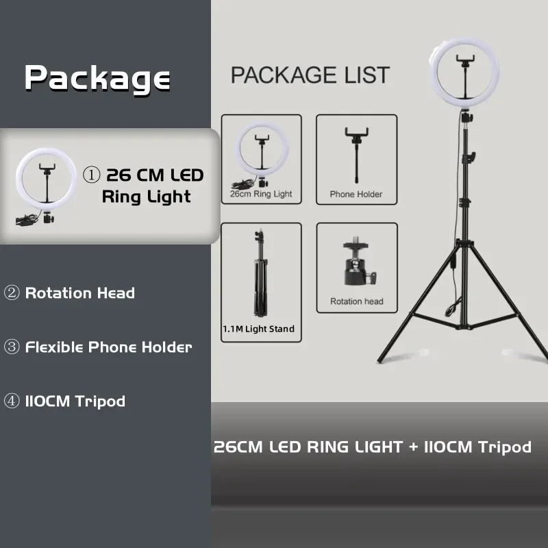 10 Inch LED Ring Light with Tripod for Professional Video Streaming Tidesmit