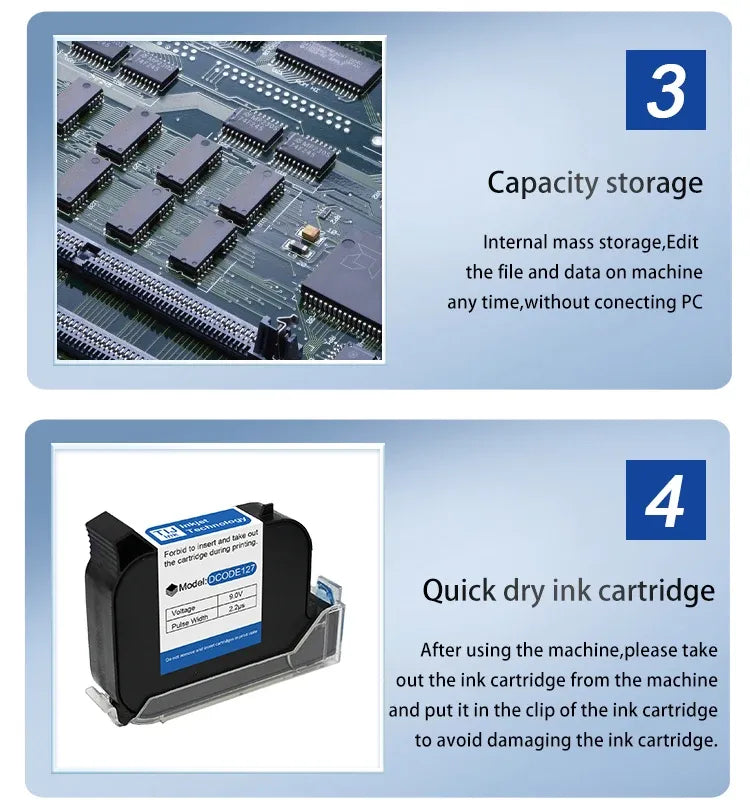 Industrial inkjet printer detail showing internal electronic components and circuit boards