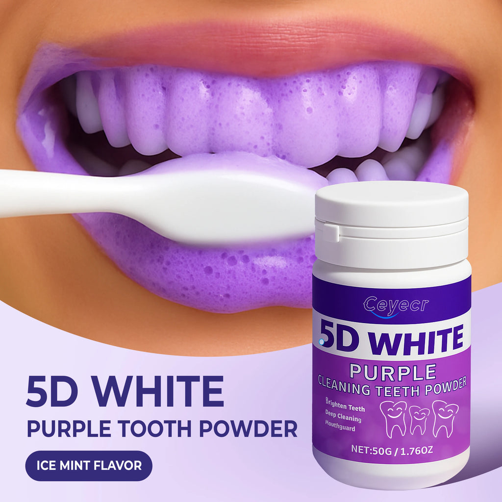 Tidesmit purple teeth whitening powder, 50g travel-size natural ice mint formula for sensitive teeth and gums