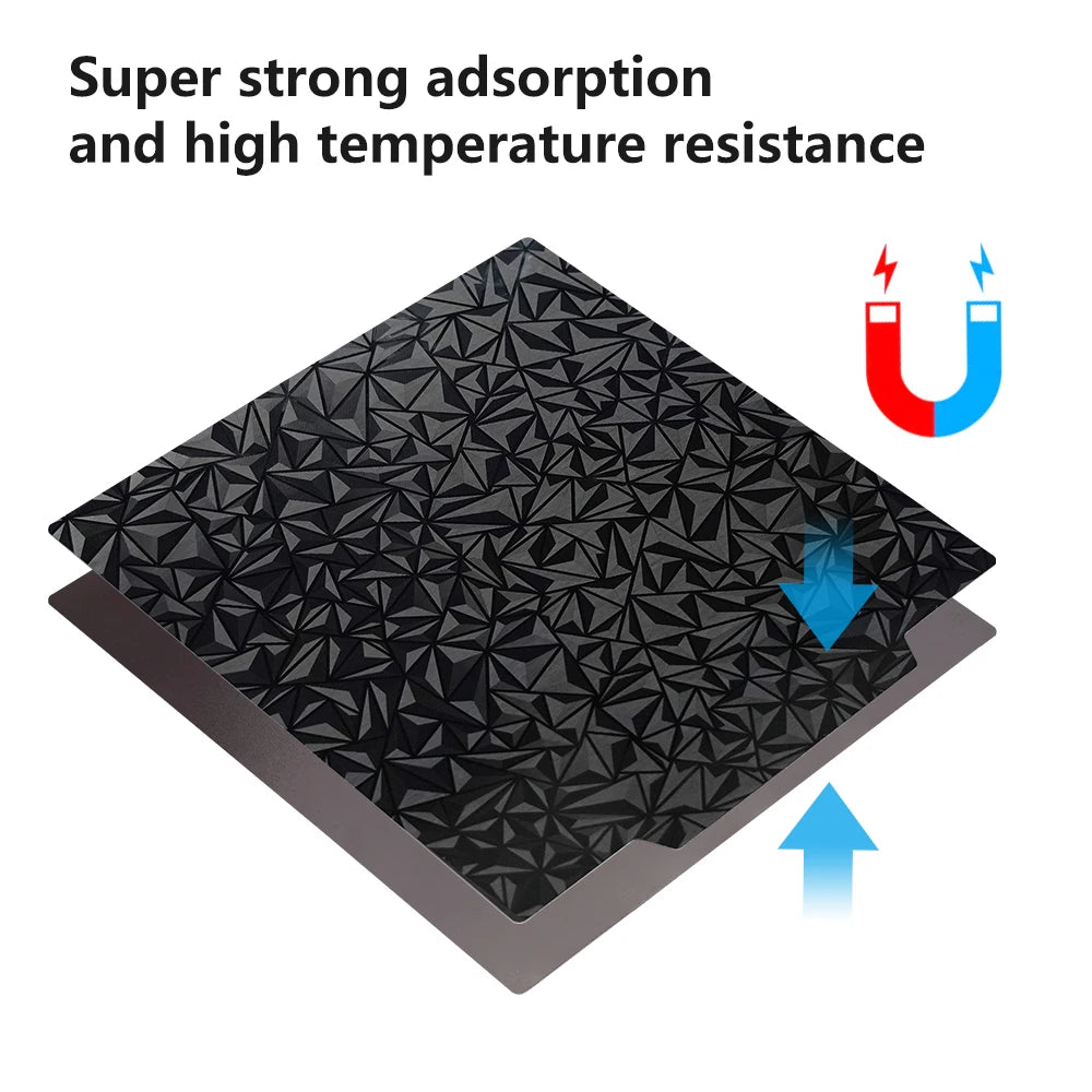 235x235mm magnetic spring steel build plate for Ender 3, featuring a durable PET/PEI surface for easy print removal.