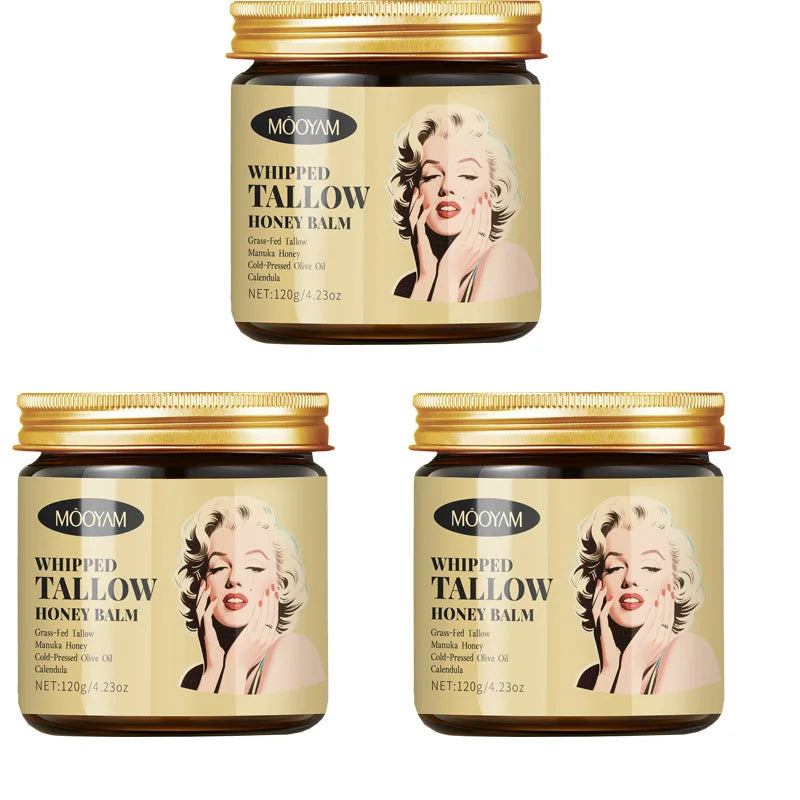 120g Whipped Beef Tallow And Honey Balm Beef Tallow Face Moisturizer Face & Body Skin Care Grass Fed Grass Finished Face Cream
