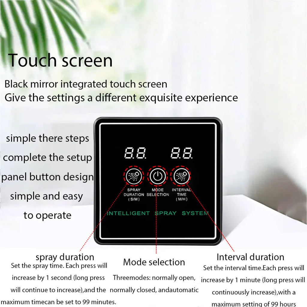 Touch Screen Automatic Mist Rainforest Spray Intelligent Ecological Cylinder Electronic Timer Sprinkler System Kit Control