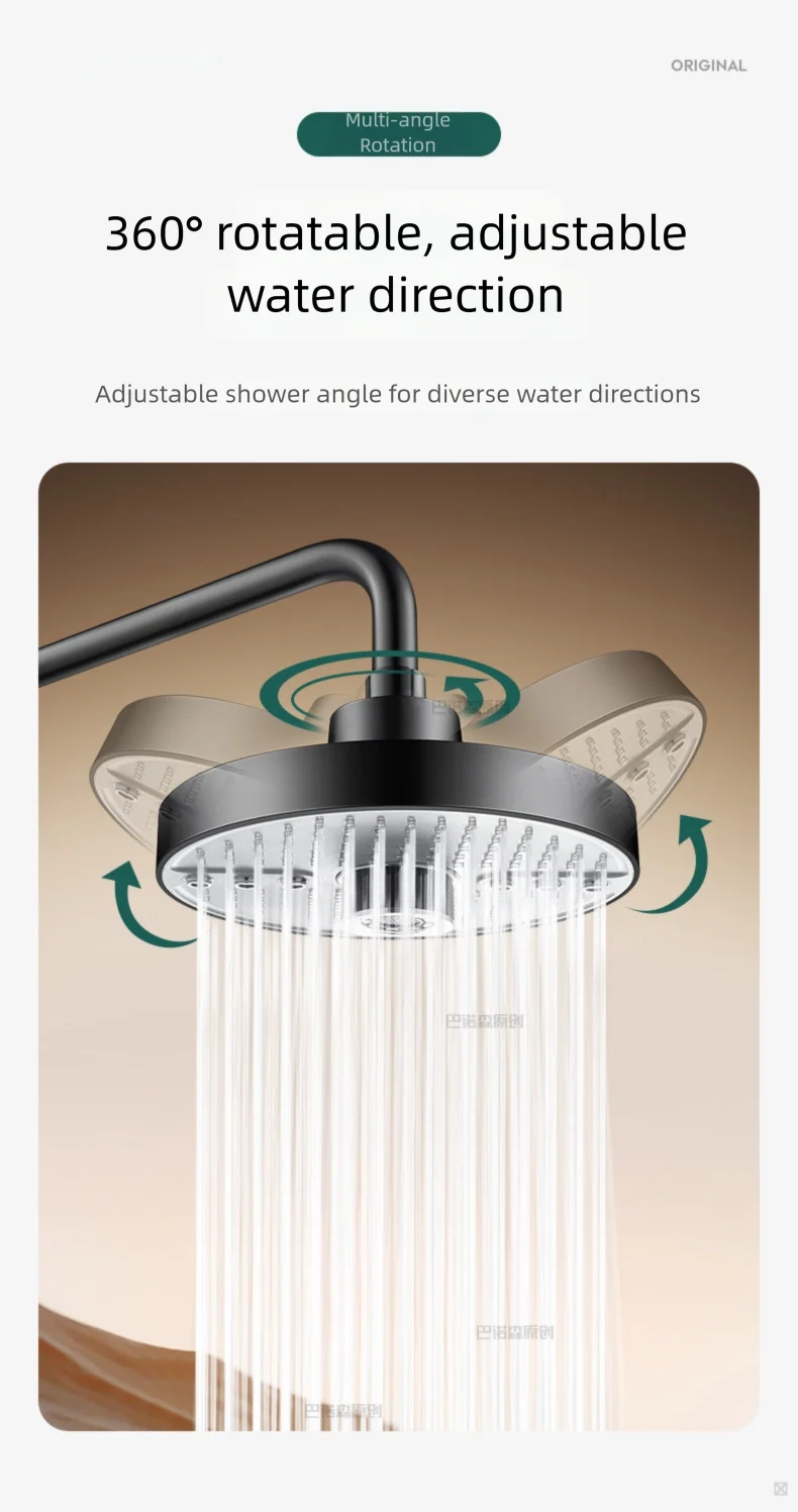5 Mode Adjustable Rain Shower Head High Pressure Large Flow Ceiling Mounted Spray Portable Shower Nozzle for Home Hotel Bathroom