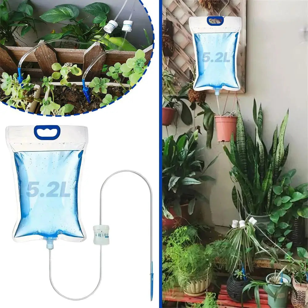 1pc 5.2L Automatic Watering Device Plant Watering Bag Control Of Water Dripping Flow Water Bag Lazy Travel Dripper