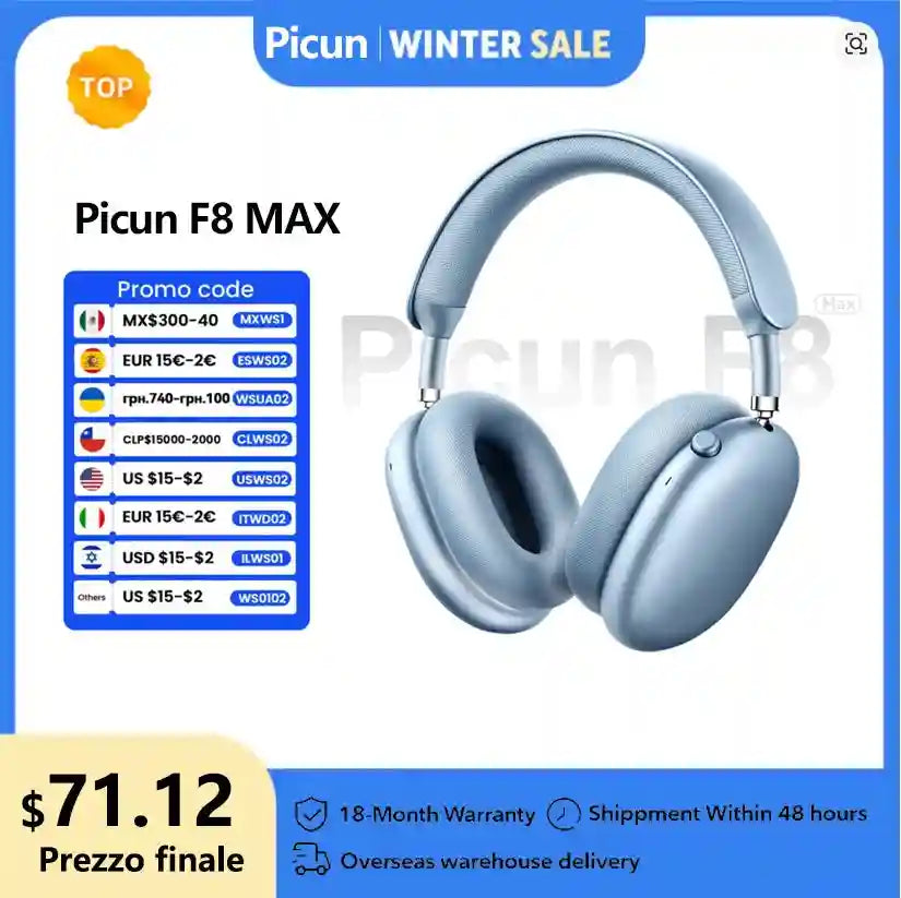 Wireless Headphones with Hybrid Active Noise Cancellation & 180H Battery Tidesmit