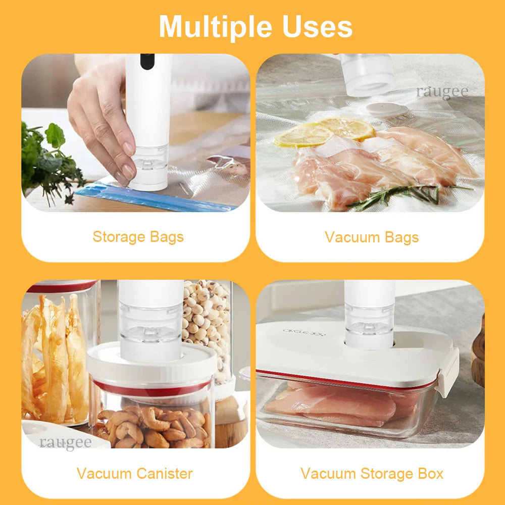 Electric Vacuum Sealer Pump Rechargeable Air Pump Automatic Sealing Machine with Reusable Vacuum Sealer Bags Food Packaging Bag