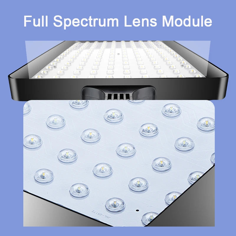 Full spectrum lens module with a black housing and a grid of clear, circular optical lenses for LED grow lighting.