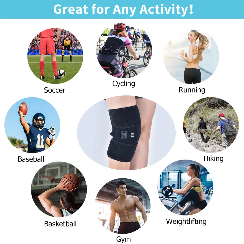 Electric Heating Knee Brace - 3 Temperature Levels USB Powered Fascia Gun Tidesmit