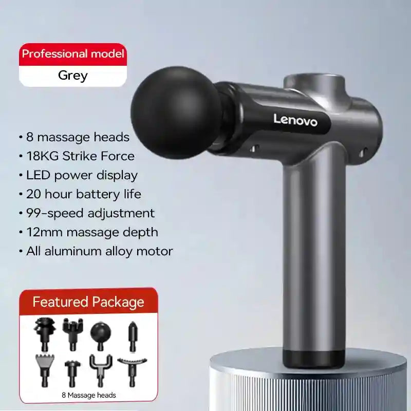 Deep Tissue Massage Gun - 8 Heads Electric Muscle Relief Device Body Shaping Massage Equipment Grey Tidesmit