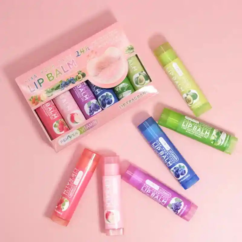 Fruit Flavor Lip Balm Set - 6 Pack Moisturizing Lip Treatment Lip Care Tidesmit