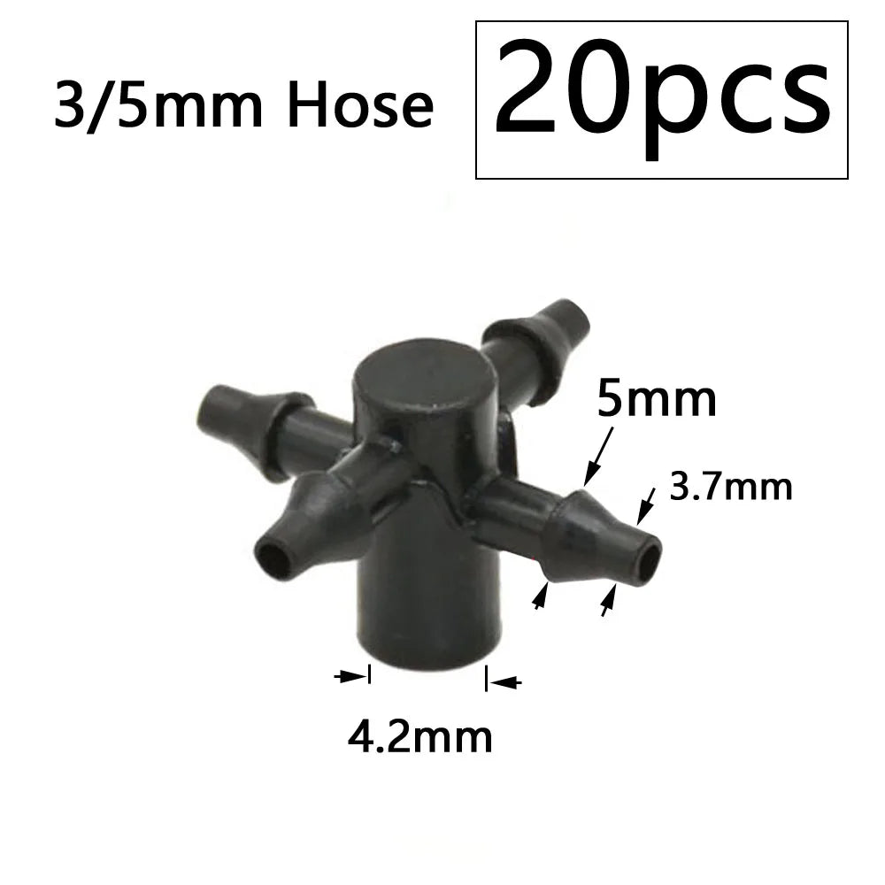 Garden Drip Irrigation Dropper 1/8" 2/4-Way Water Pipe Connector 4/7mm To 3/5mm Hose Bend Arrow Emitter Watering Dripper