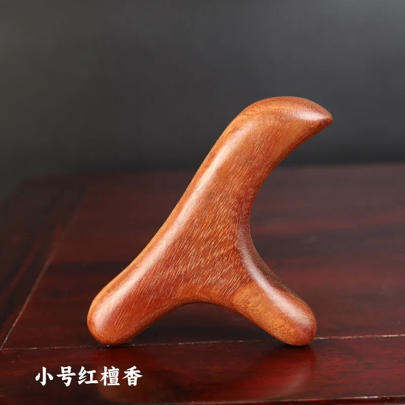 Sandalwood Gua Sha Tool for Back and Neck Muscle Relief by Tidesmit Back Massage Instrument Small-Red Tidesmit