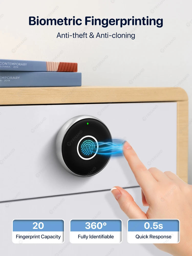 YRHAND Fingerprint Drawer fingerprint battery Cabinet lock Keyless electronic Smart wireless locker Lock for home and office