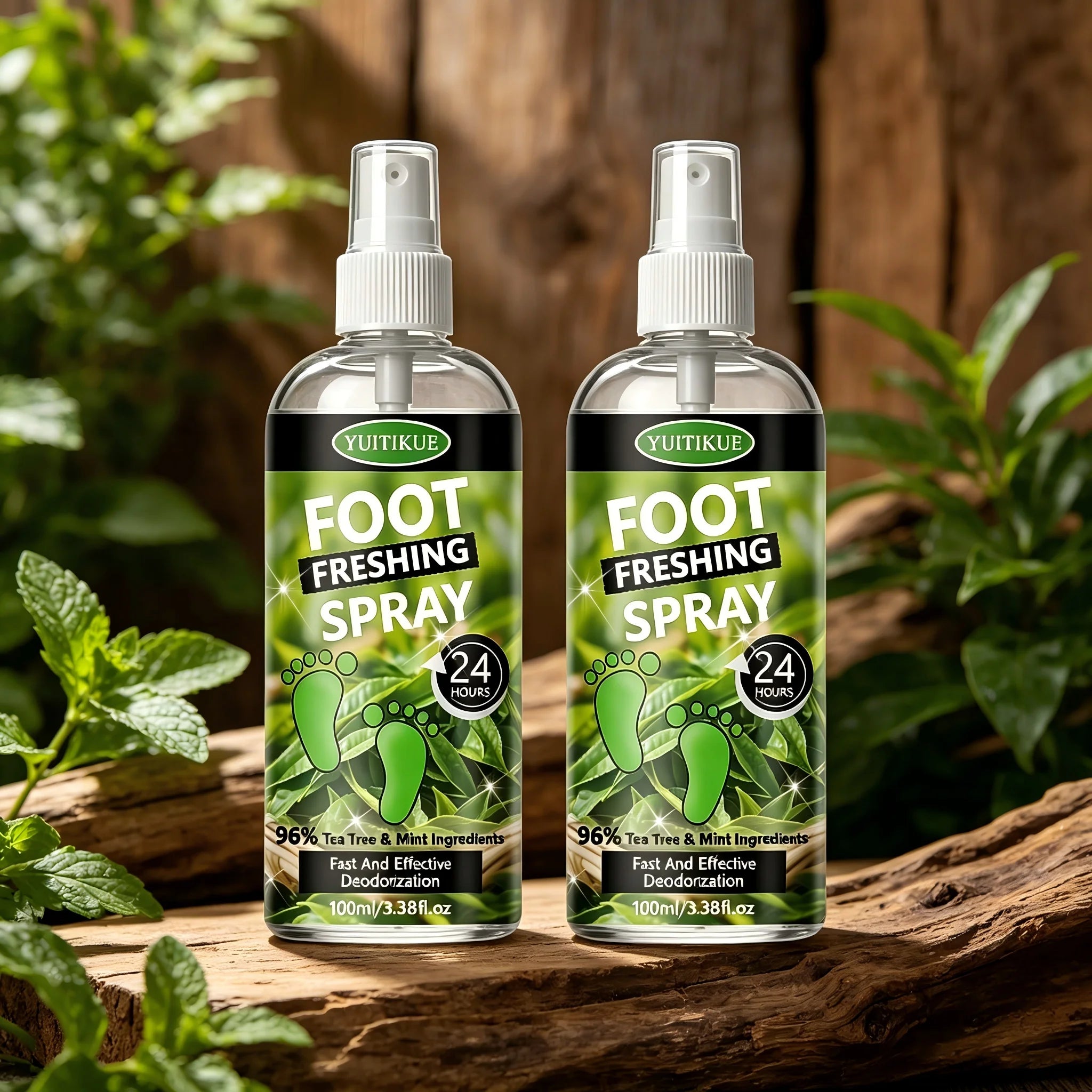 Tidesmit YUITIKUE 100ml Tea Tree foot refreshing spray for 24H odor control and cooling foot freshness.