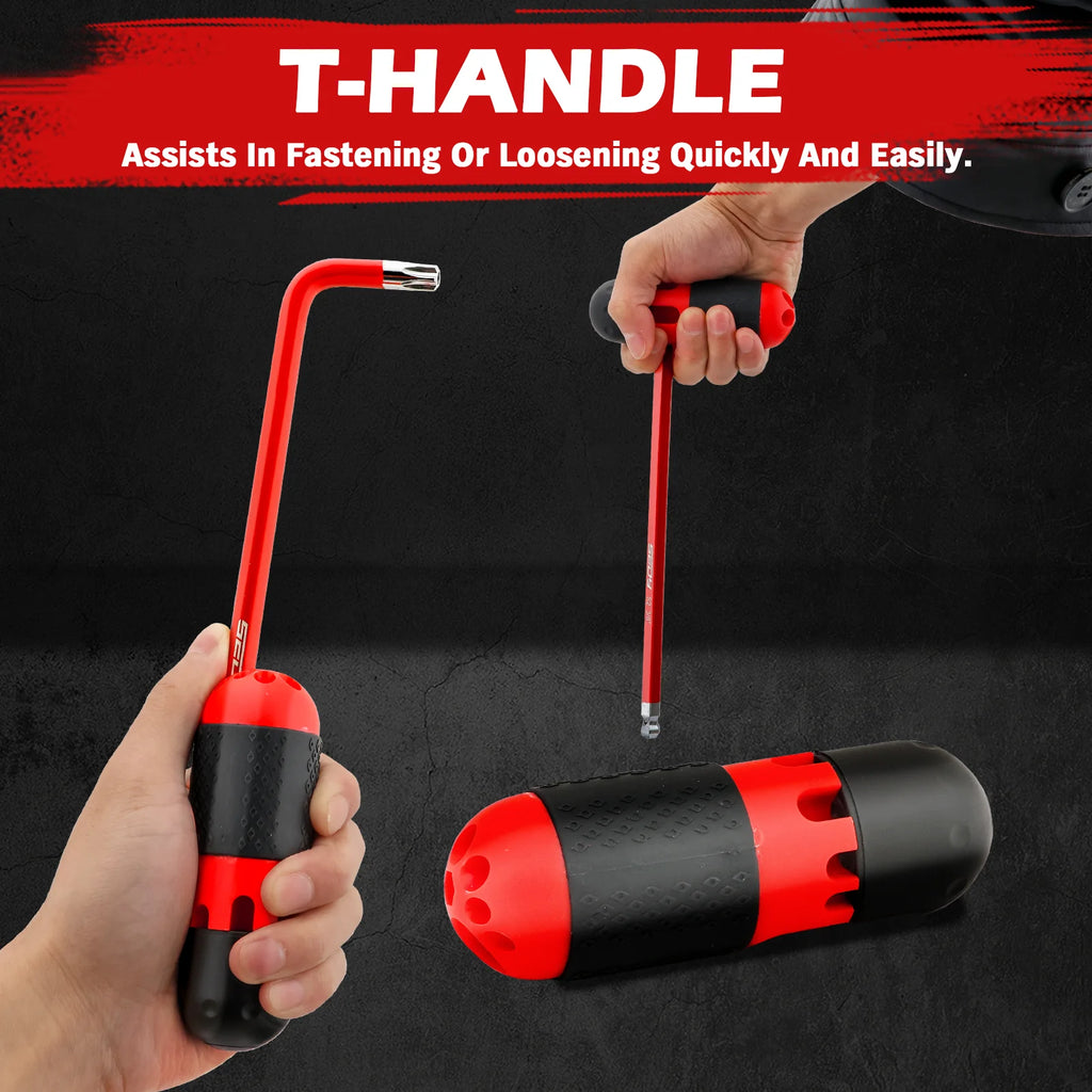 SEDY 30pcs Long Arm Ball End L-Hex & Torx Key Set with Grip Handle Hex Key Wrench Set with T-Handle and Extension Bars