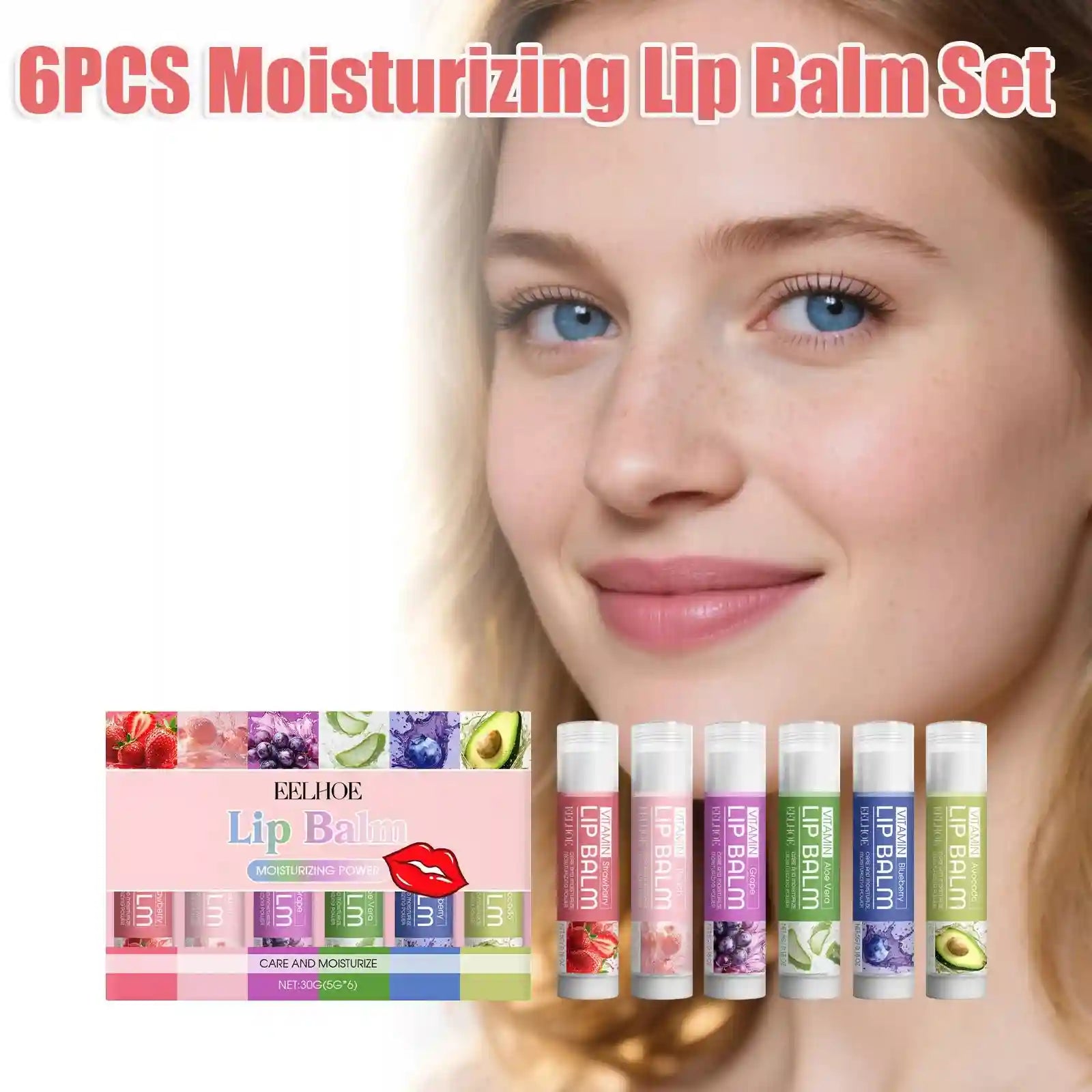 Moisturizing Lip Balm Set – 6 Piece Hydrating Kit for Dry Lips Lip Care Tidesmit