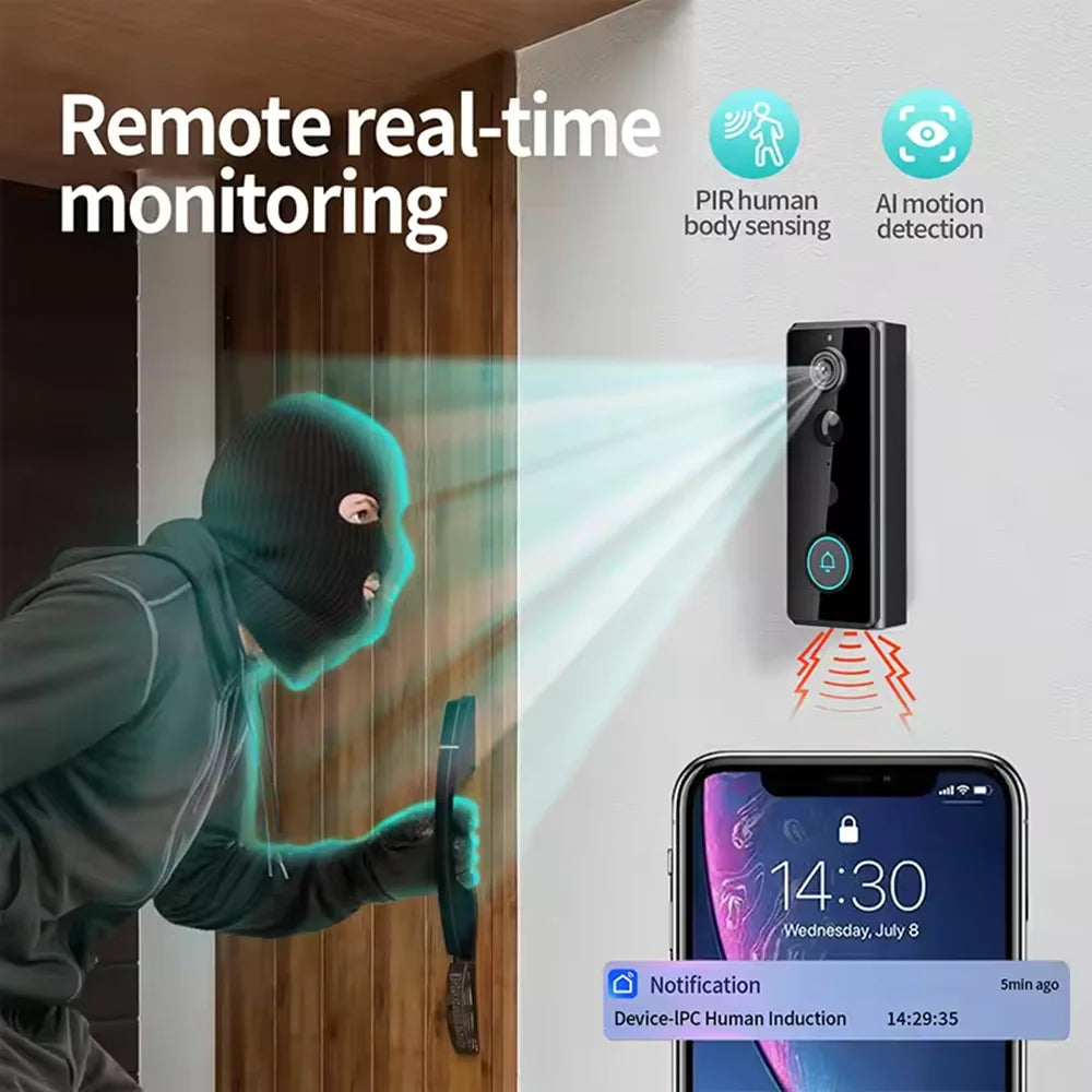 Wireless WIFI FHD Tuya Doorbell IP65 Waterproof Video Intercom with Camera for Home Security PIR Motion Detection Night Vision