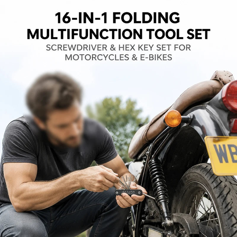 16 in 1 Folding Multi Tool Set Combination Screwdriver with Hex Keys for Motorcycle E-Bike Bicycle Repair