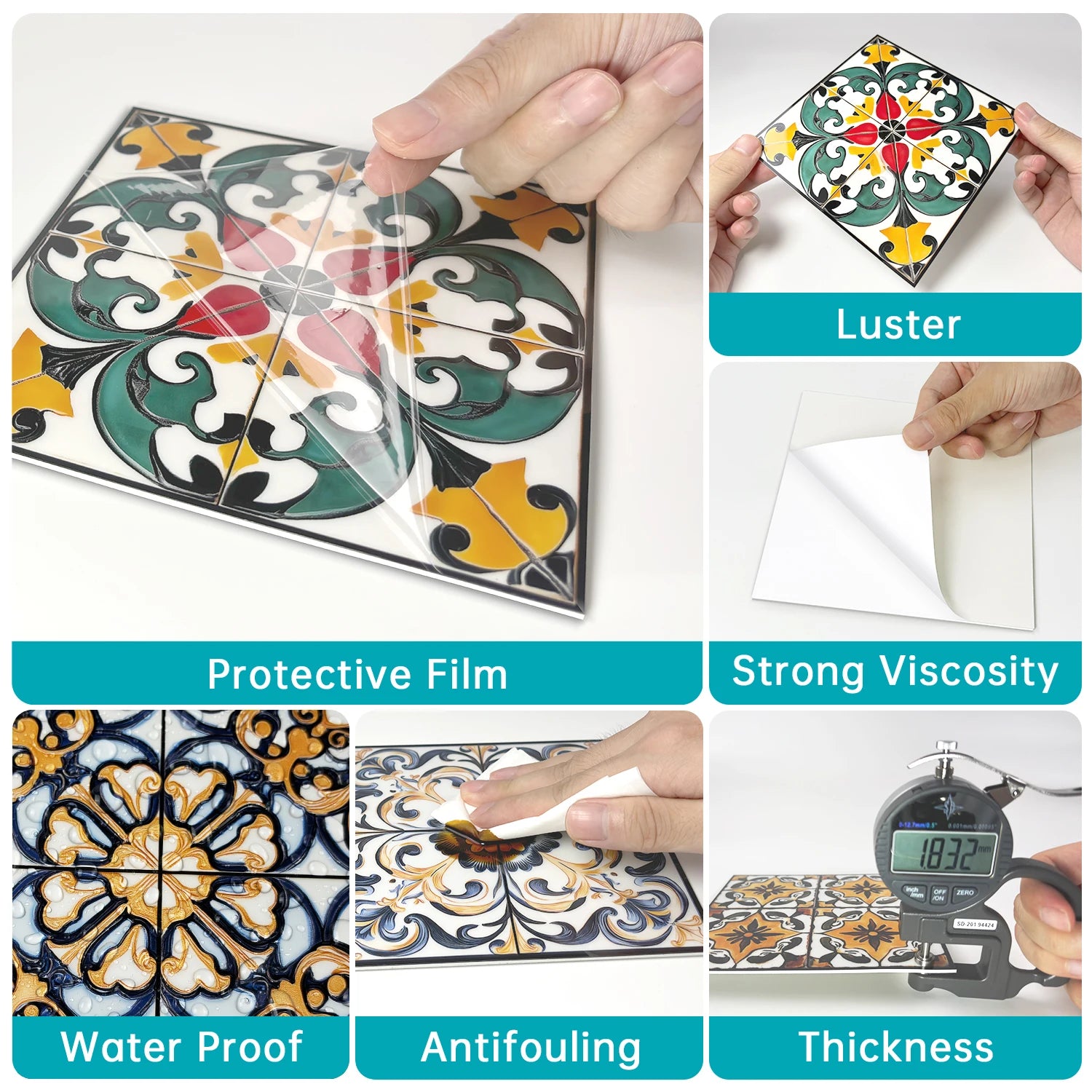 Classic Tile Self-adhesive Wallpaper, Waterproof Thickened PE Foam Wall Sticker for Bedroom, Bathroom, Kitchen, Tile Sticker
