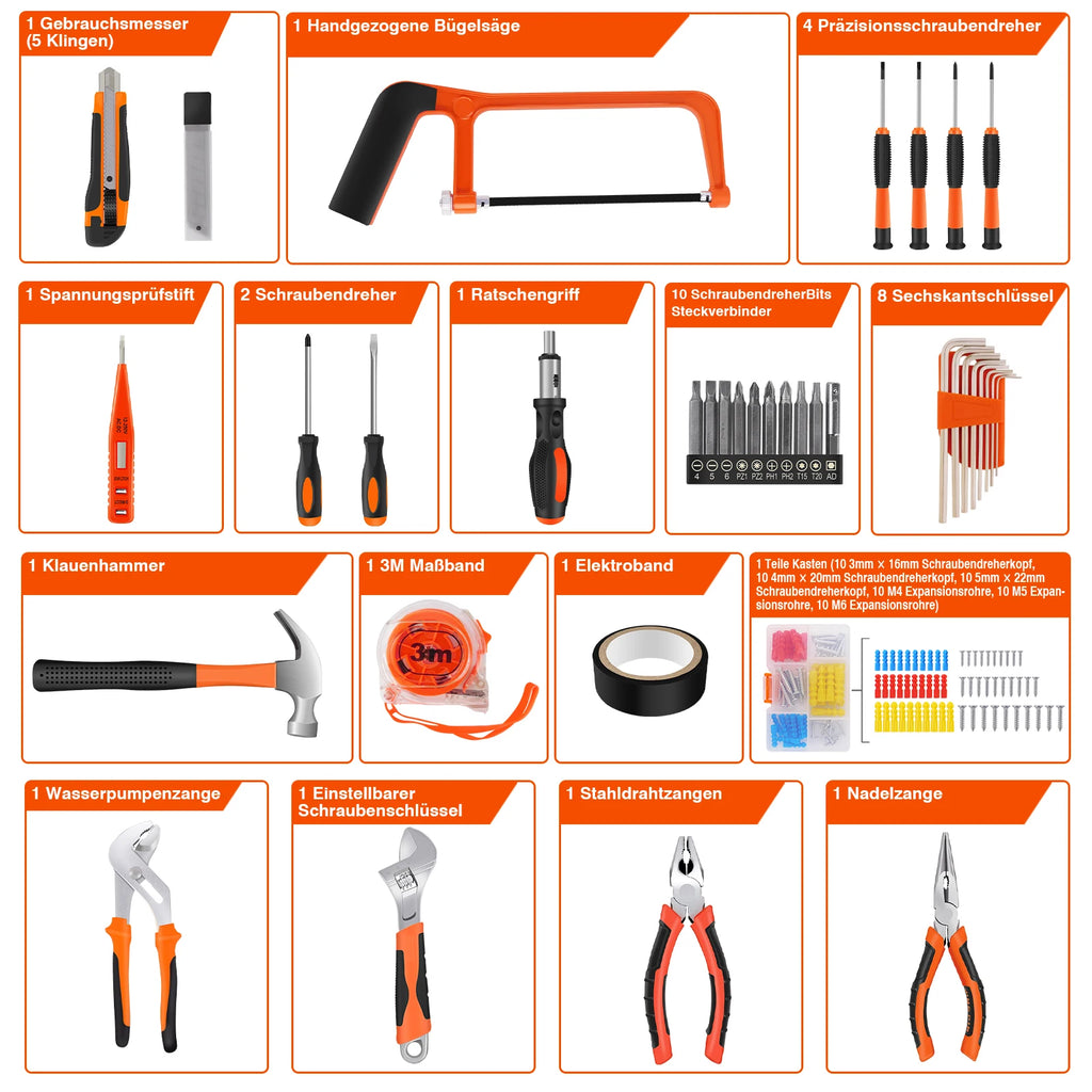 102 Pcs Tool Set Household Hardware Hand Tool Kit Car Auto Repair Set Tool Box Key Wrench Set Screwdriver