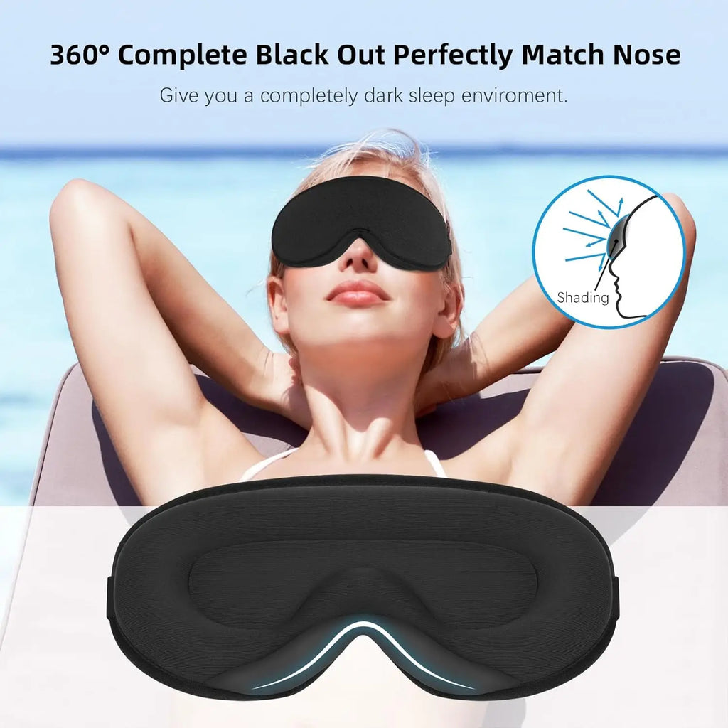 3D Sleep Mask Contoured Blindfold Blockout Light Eye Cover with Adjustable Strap Eye Pillow Soft Comfy Eye Shade for Nap Travel
