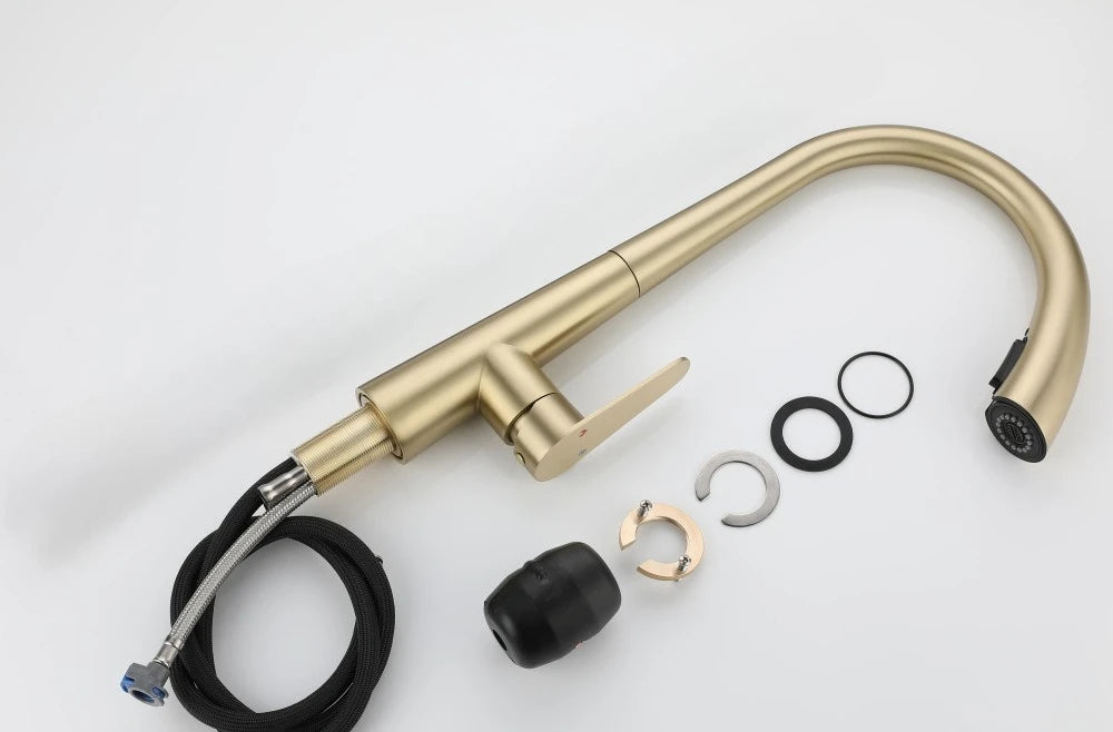 Stainless Steel Gold Kitchen Faucet Brushed Gold Kitchen Hot and Cold Water Faucet Washbasin Sink Faucet