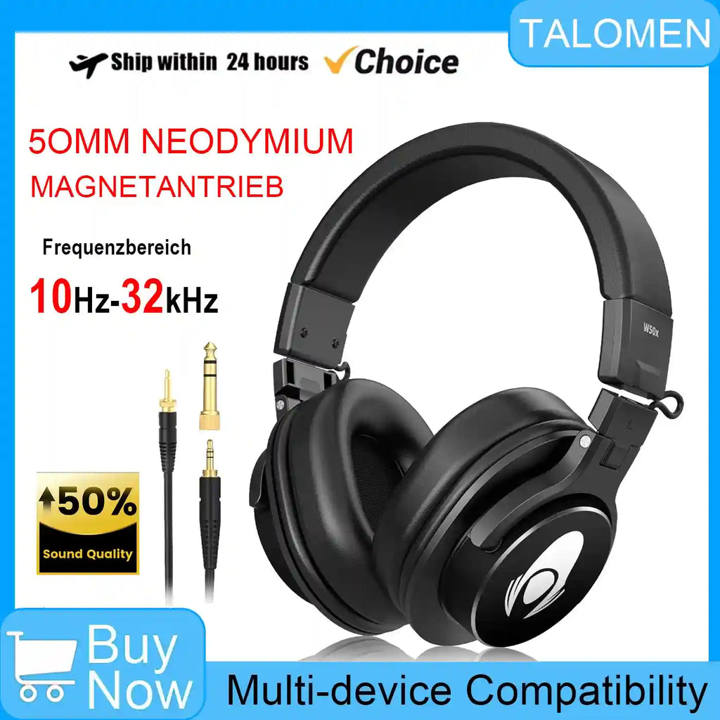 Studio Monitoring Headphones | Wired Over-Ear Audio - Tidesmit W50X Tidesmit
