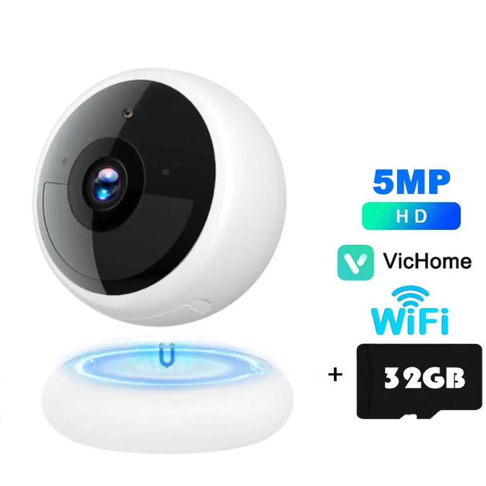 White 5MP HD WiFi security camera, VicHome, plus 32GB SD card