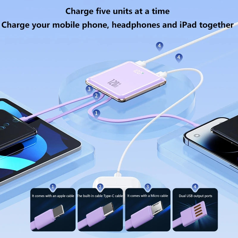 Portable Power Bank with 4 Built-in Cables - 50000mAh Tidesmit Tidesmit