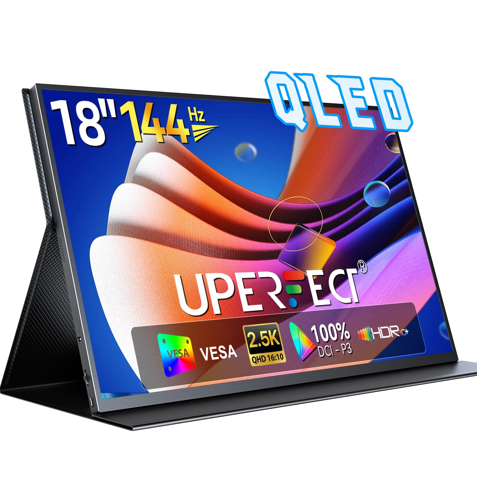 UPERFECT 2K 144Hz 18” Portable Gaming Monitor 100% DCI-P3 VESA Mount Matte Screen Mini HDMI & USB-C Travel Monitor for Laptop