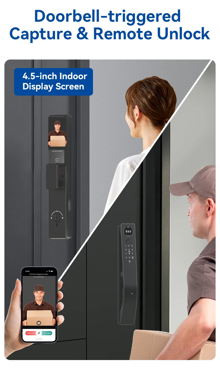 Smart Door Lock Tuya Wifi Smart Fingerprint Cerradura Inteligente Digital Safe Door With Camera Lock For Home