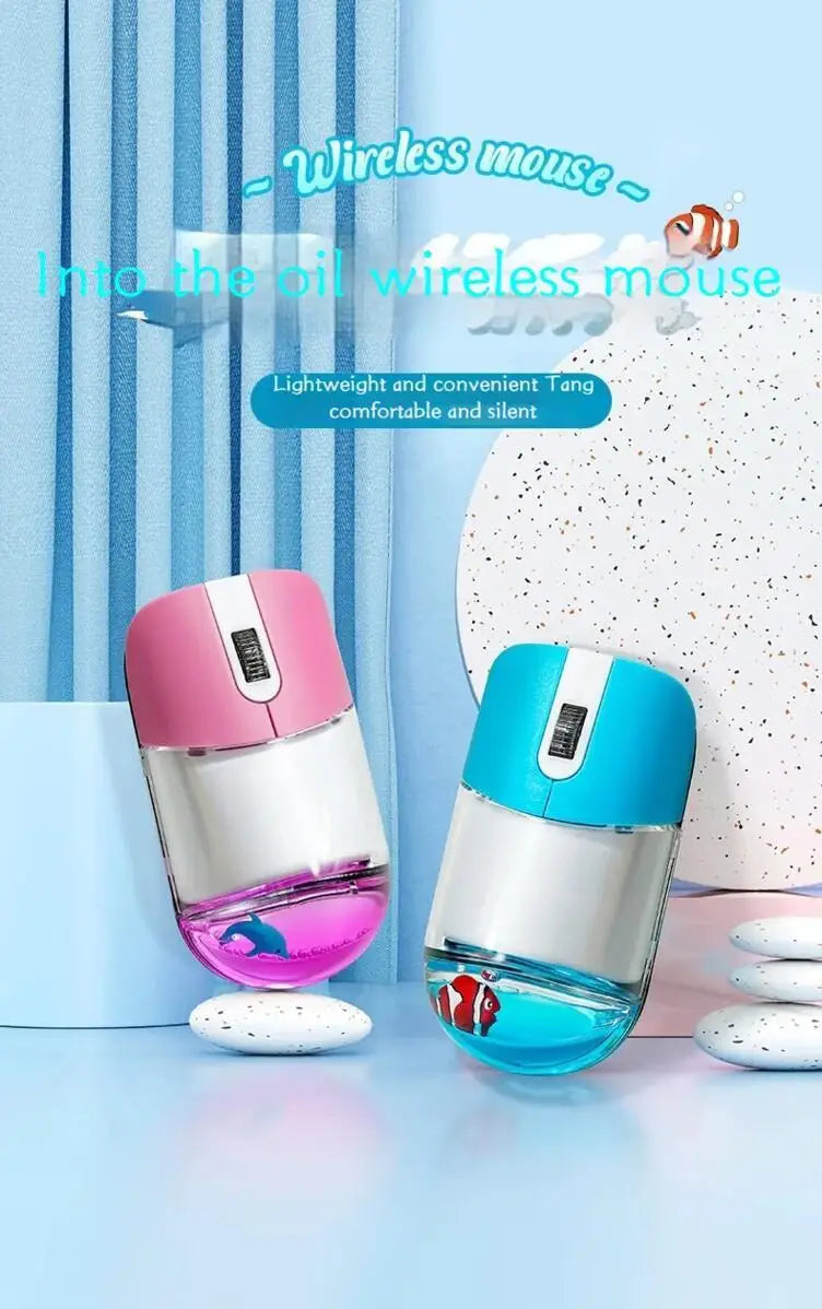 Creative Cute Floating Aquarium Animal 2.4 Wireless Mouse Ergonomics Mute Liquid Mice For PC Laptop Computer Accessoires Gifts