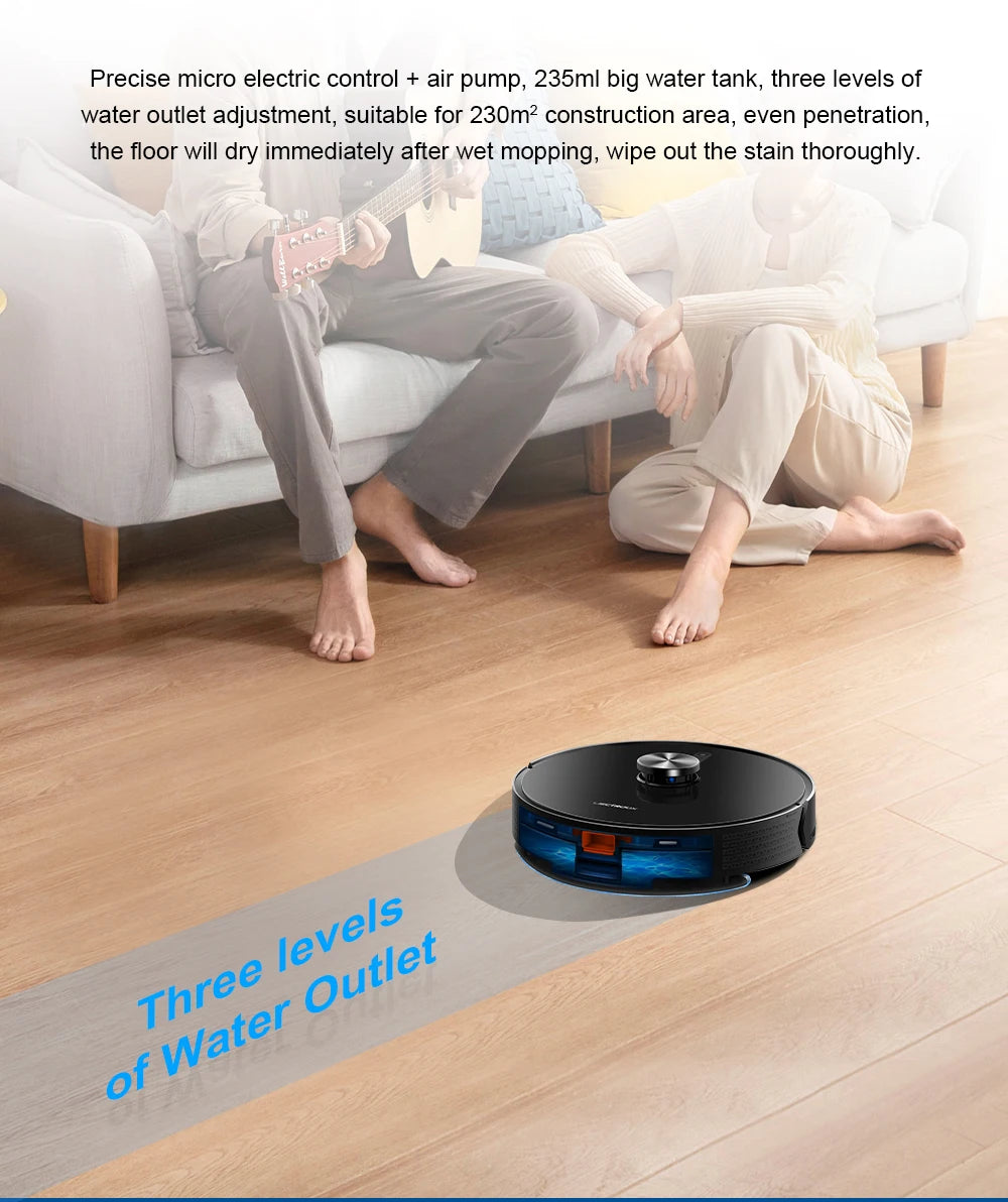 Tidesmit Liectroux LILIN X6 robot vacuum with laser mapping and restricted area settings for carpet cleaning