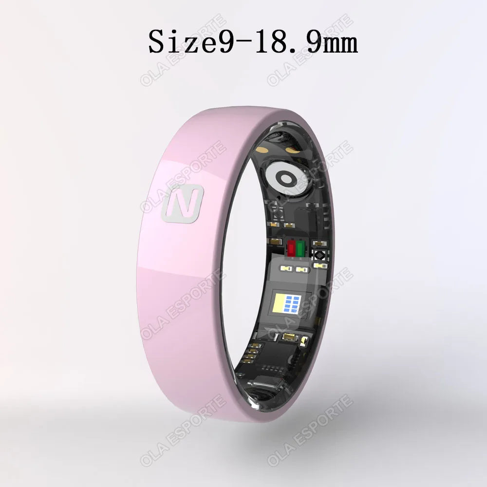 Smart Health Ring - Waterproof Fitness Tracker with Biometric Sensor Pink 9 Tidesmit