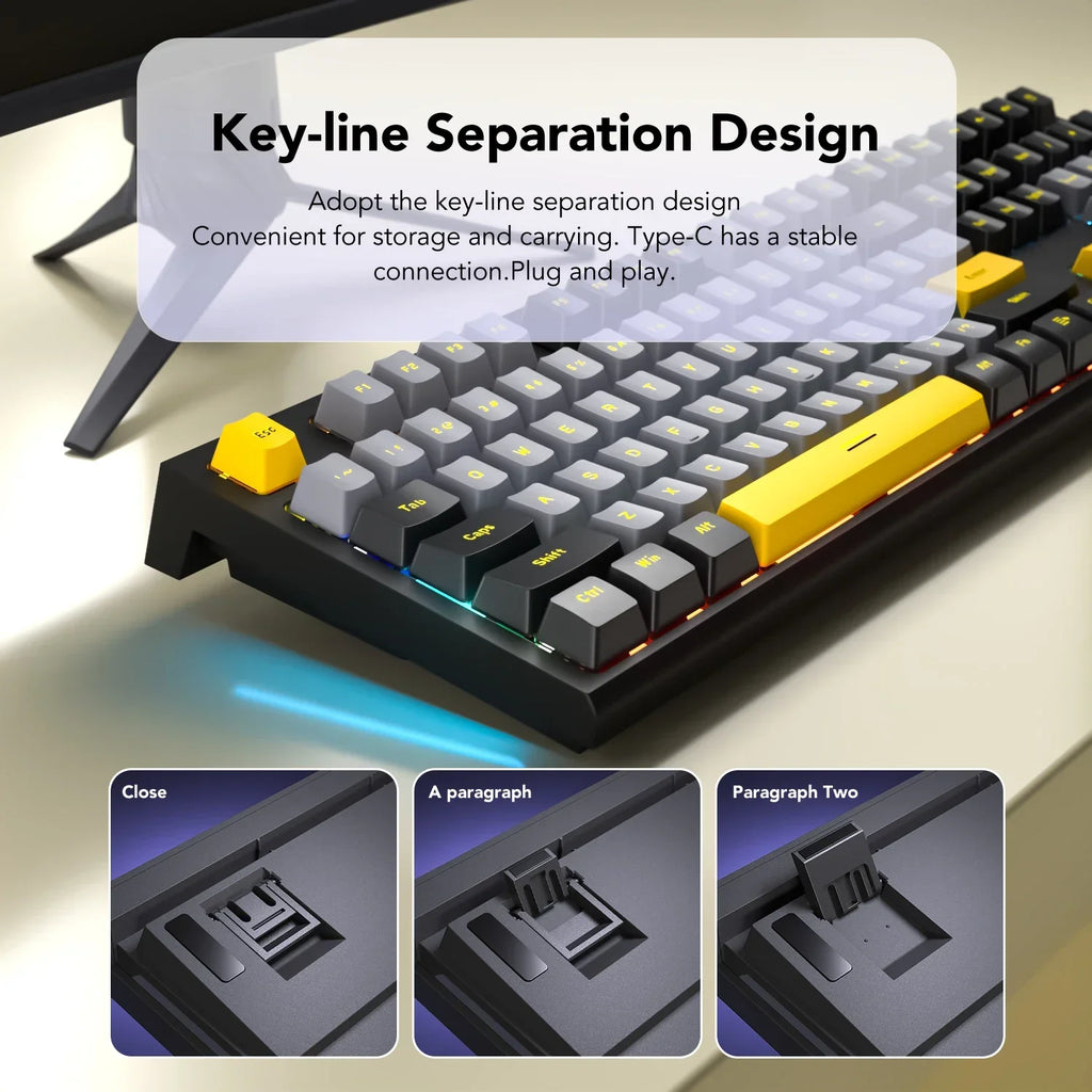 108-Key Wired Mechanical Gaming Keyboard | LED Backlit | Low Latency Anti-Ghosting | Dedicated Gaming Chip | for PC/Mac Gamer
