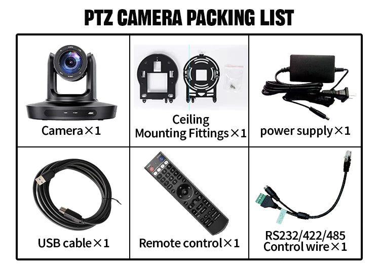 PTZ Camera 4K 20X Zoom Video Conference Camera Kit Church Meeting Live Broadcast PTZ Camera Controller for Video Conferencing