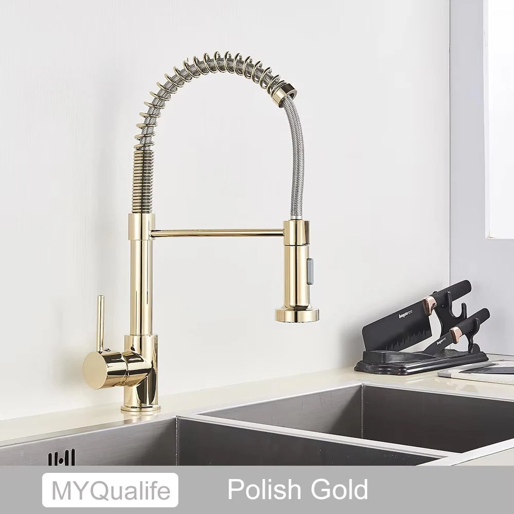 Kitchen Sink Faucet Single Hanlde Single Hole 2 Ways Sprayer Hot and Cold Water Tap Deck Mounted Bathroom Kitchen Crane