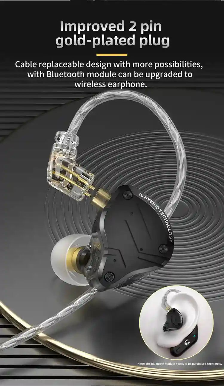 KZ ZS10 Pro X In-Ear Monitors: 5-Driver Hybrid Wired Studio Earphones Tidesmit