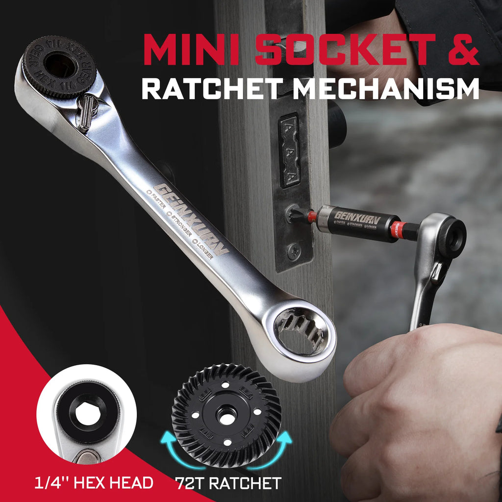 Geinxurn Tools Set Packaged with Screwdriver Bit,Mini Wrench,Socket Driver,Step Drill,Socket Adapter and Bit Holder for DIY