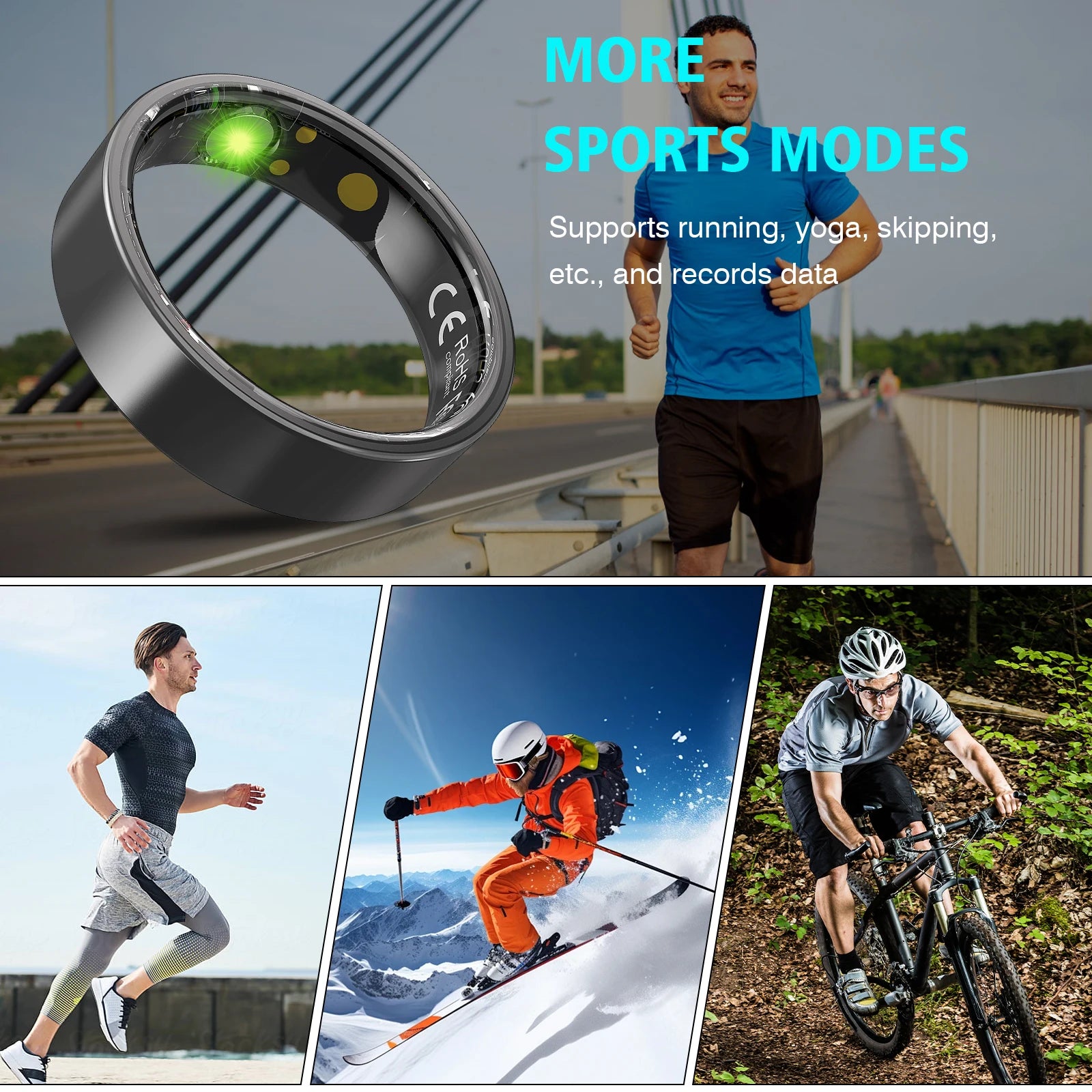 smart Ring for Women Men,Fitness Tracker Ring with Heart Rate, Sleep Monitoring, Blood Oxygen, Step Counting for iOS and Android, No Subscription Fee, Waterproof