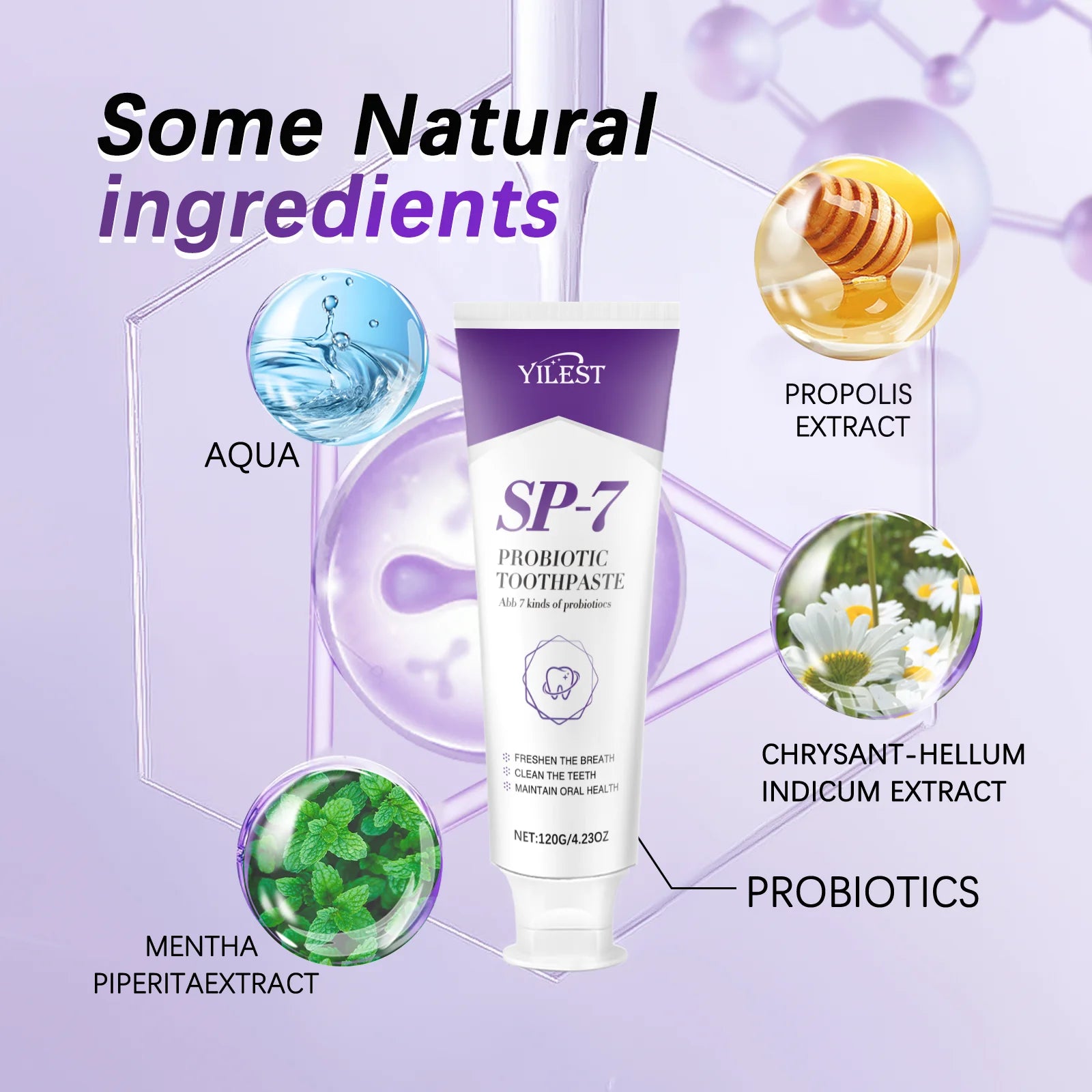 Tidesmit SP-7 Probiotic Teeth Whitening Toothpaste for plaque removal and fresh breath gum care 120g