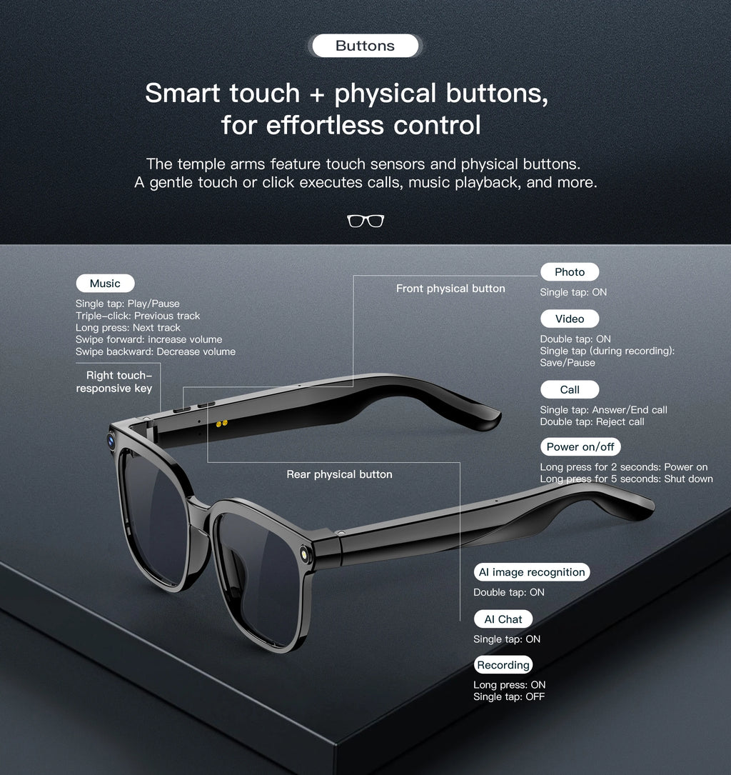 2026 4K 8MP Smart Glasses Men HD Camera 150+Language Translation ChatGPT WIFI Video Recording Bluetooth CallAudio Glasses Women