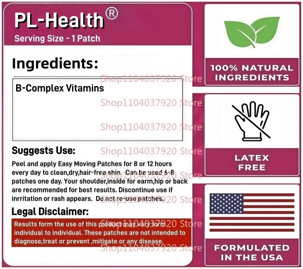 30 Patches Methylated B-Complex Vitamins Transdermal Patches Vitamins B12 B6 B9 5-MTHF for Energy Heart Brain & Methylation