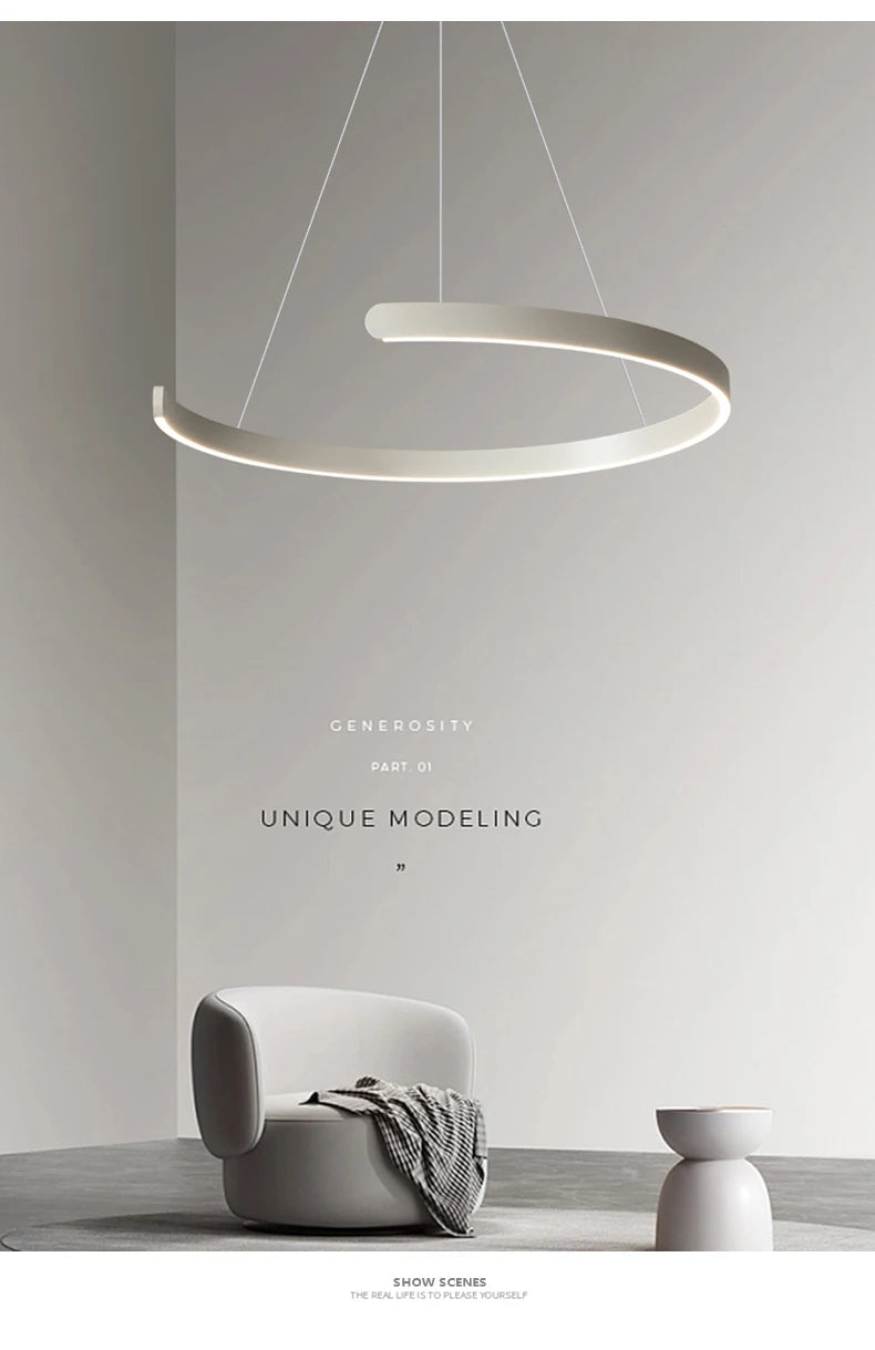 Modern LED Ring Ceiling Chandelier 60cm Black - Minimalist Decor Tidesmit