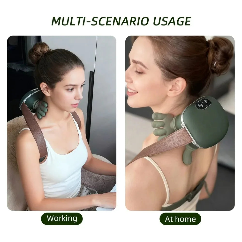 Electric Back & Neck Massager with Heat Therapy - Wireless Wellness Back Massage Instrument Tidesmit