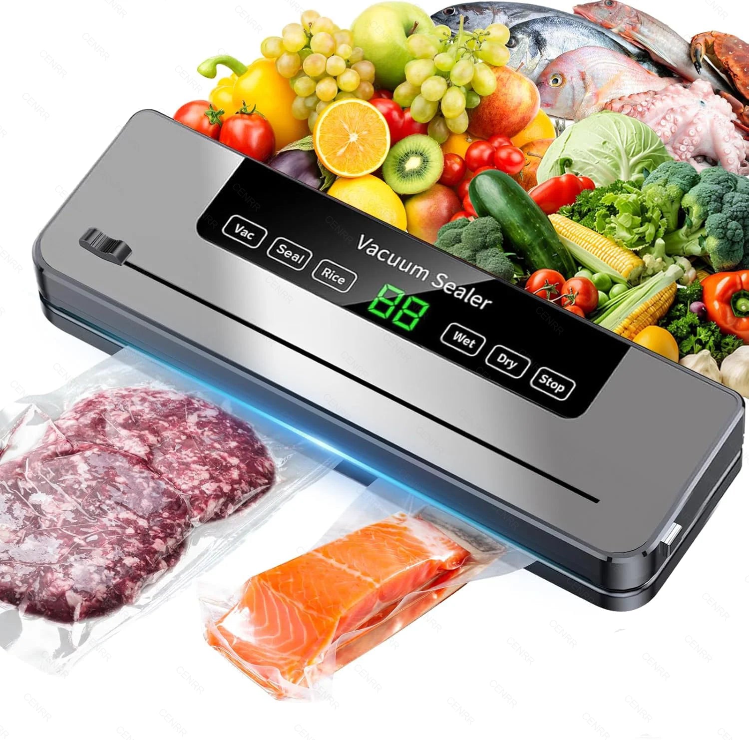 Portable Kitchen Food Saver Vacuum Sealer Machine Household Home Touch Button Cutter Kitchen Electric Vacuum Packaging Machine