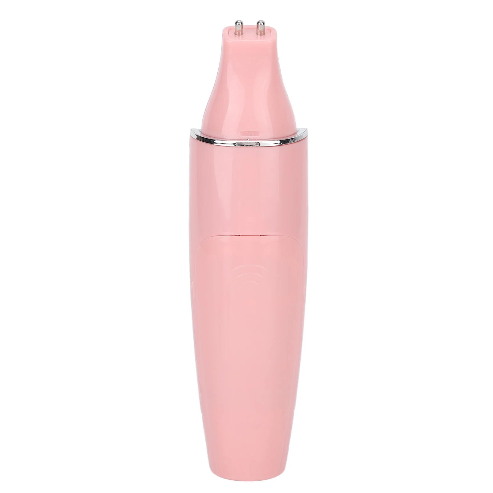 Portable pink digital facial skin analyzer pen for home skincare with dual metal sensor probes and ergonomic design.