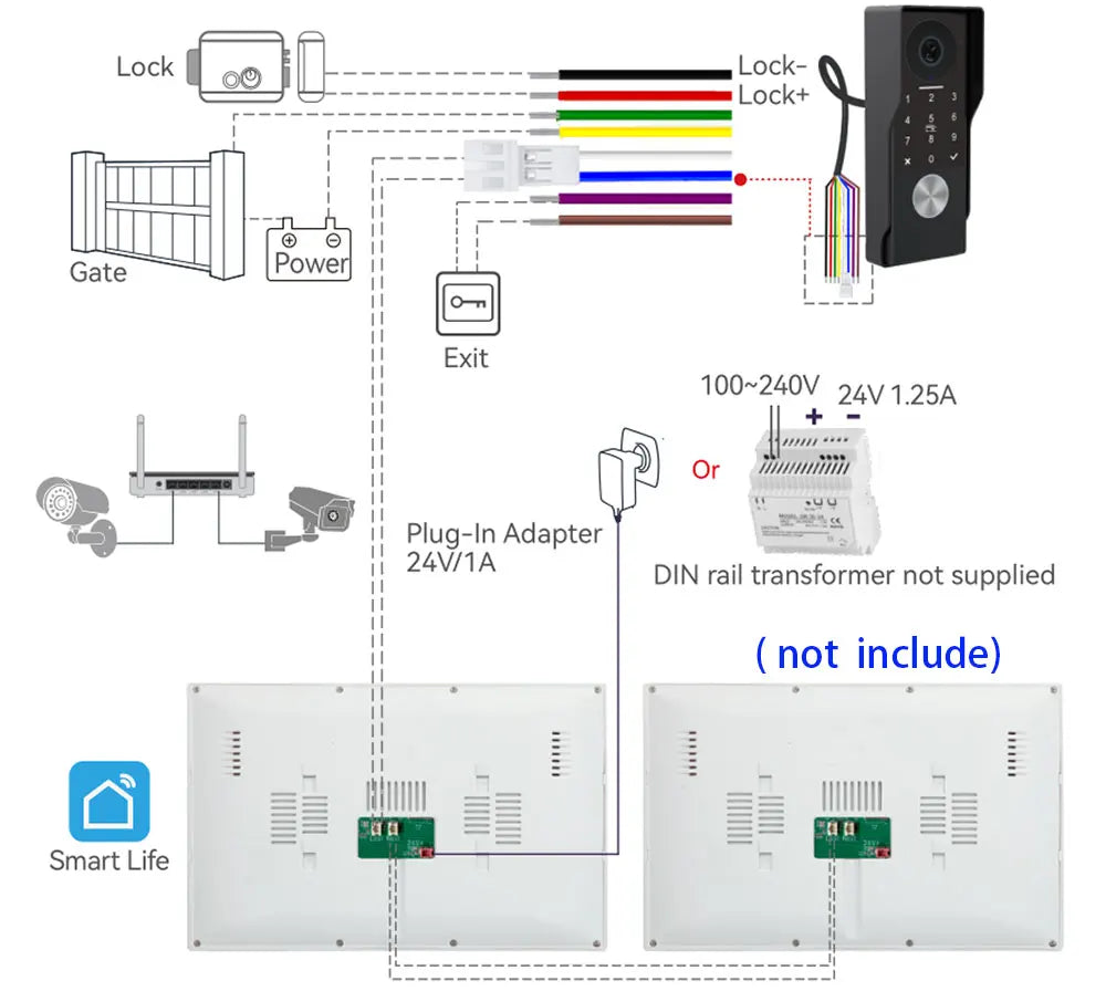 Password 4in1 Unlock HD Wifi Doorbell Video Intercom System For Home Doorphone Tuya Smart 1080P Touch Monitor Security Protect