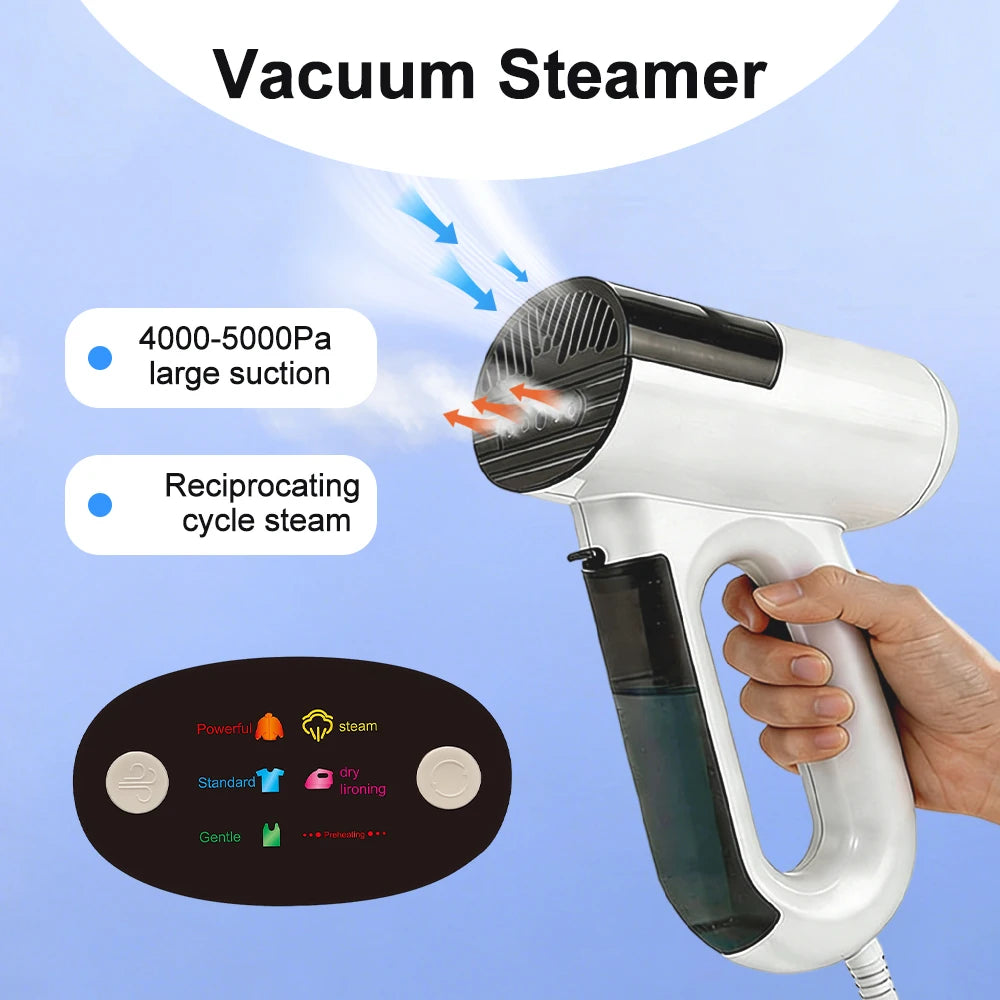 Tidesmit handheld garment steam iron featuring intelligent handle sensor for efficient dry and vacuum ironing.