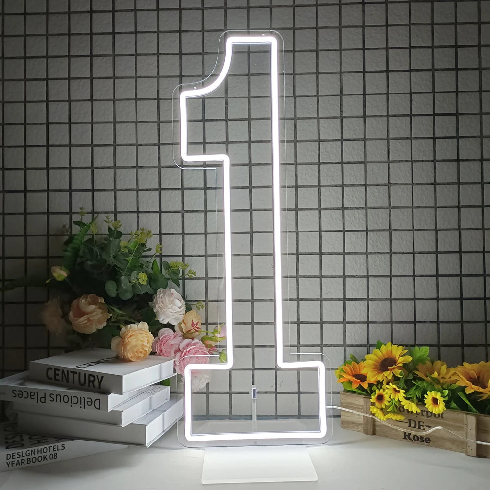 LED Neon Number Sign for Weddings | Customizable Event Lighting 76-100cm Tidesmit